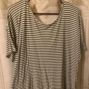 Green and white striped tee